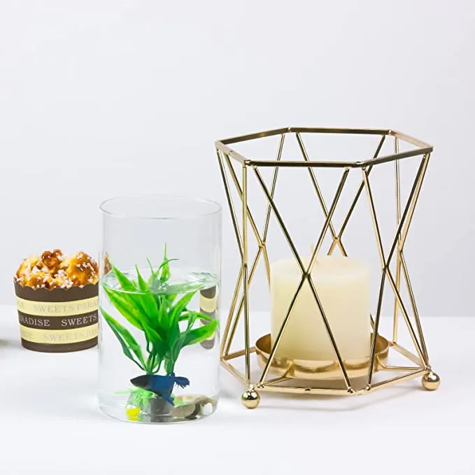 Luxe Geometric Golden Tea Light Candle Holder Single Piece