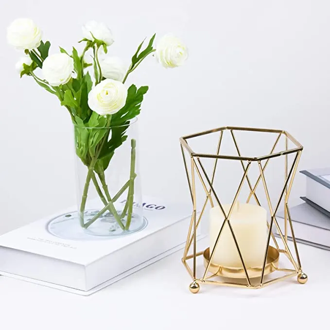 Luxe Geometric Golden Tea Light Candle Holder Single Piece
