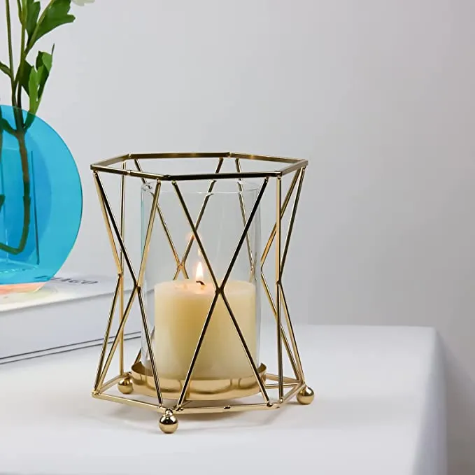 Luxe Geometric Golden Tea Light Candle Holder Single Piece