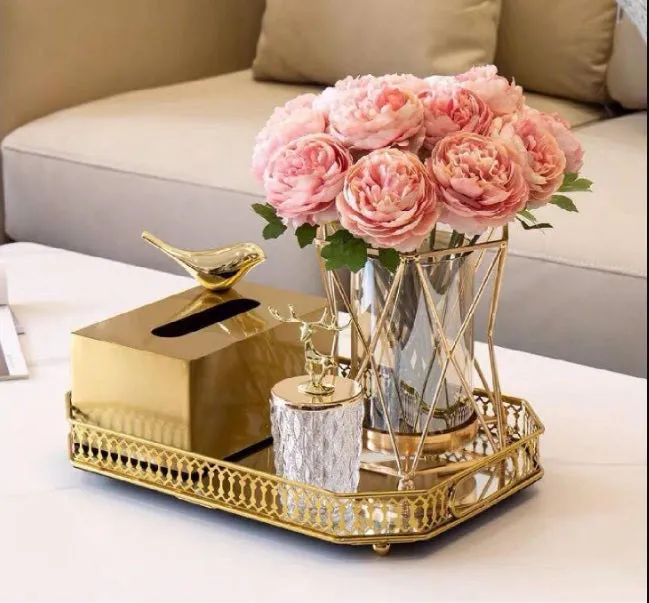 Luxe Geometric Golden Tea Light Candle Holder Single Piece