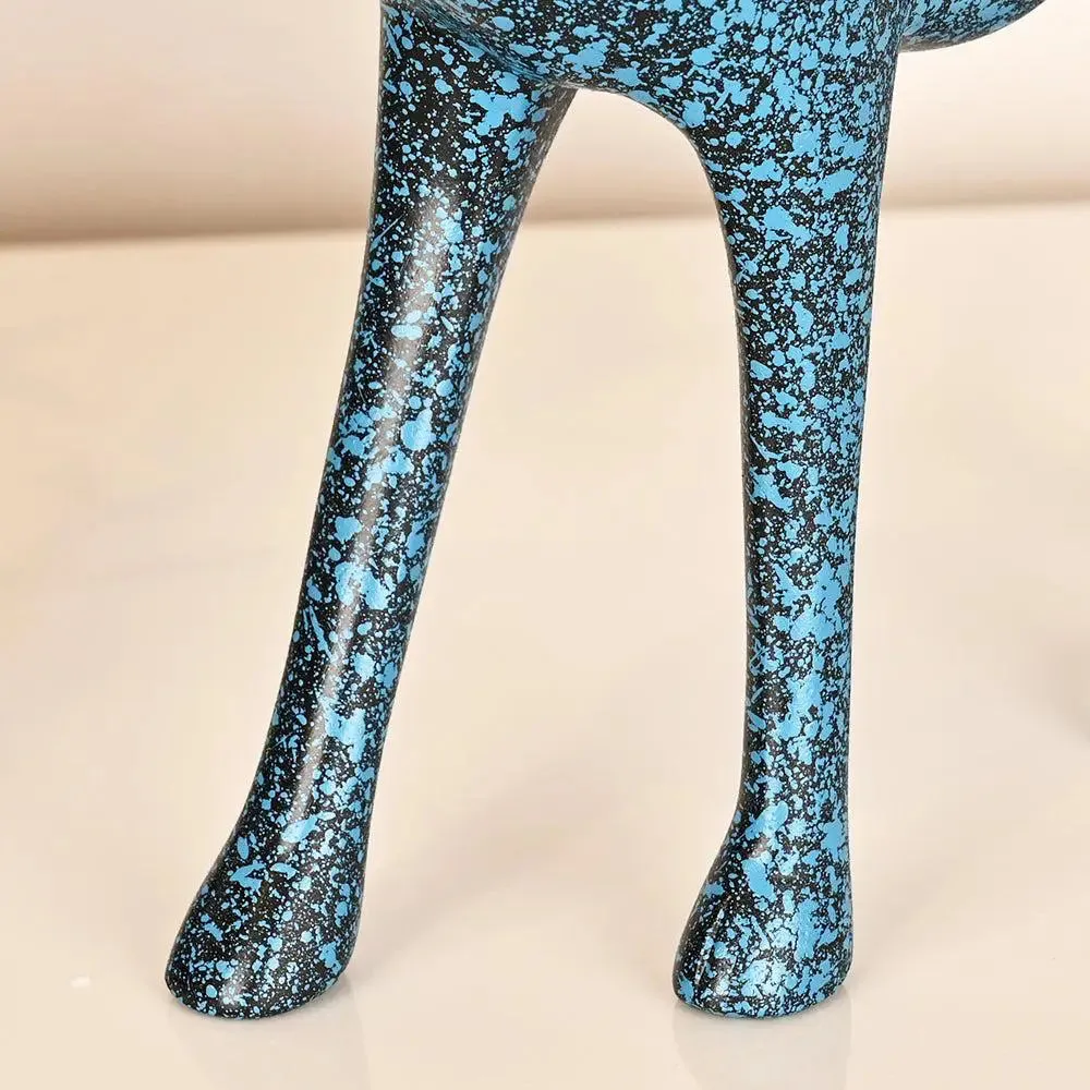 Luxe Gold & Blue Polyresin Swamp Deer Statues (Set of 2) Sitting