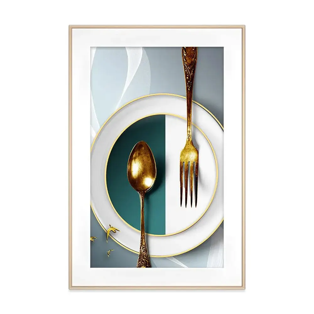 Luxe Gold Cutlery KItchen Mounted Big Framed Art