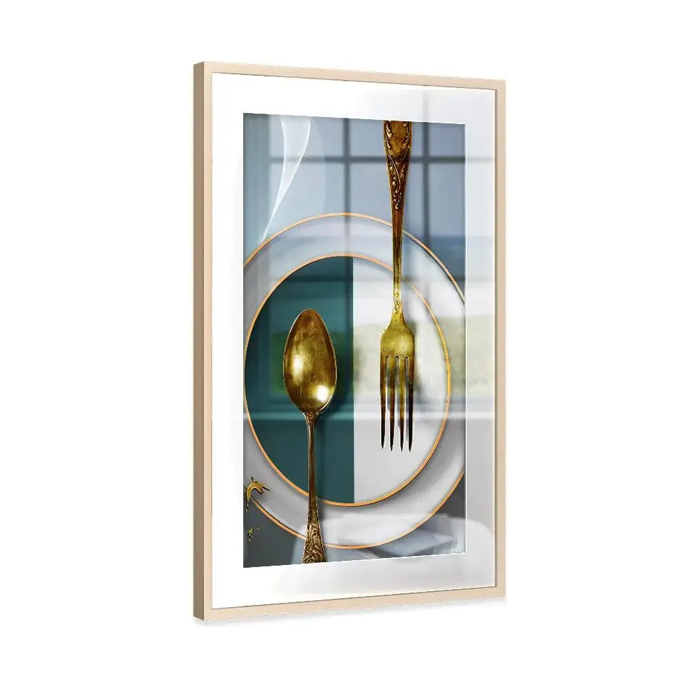 Luxe Gold Cutlery KItchen Mounted Big Framed Art