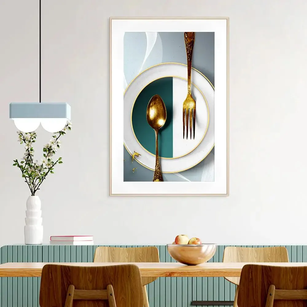 Luxe Gold Cutlery KItchen Mounted Big Framed Art