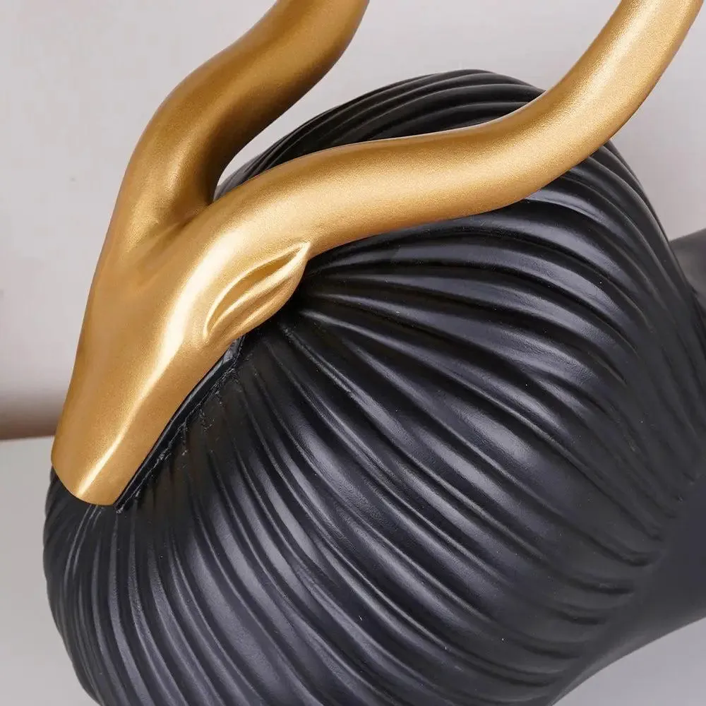 Luxe Golden Horned Polyresin Black Yak Figurine
