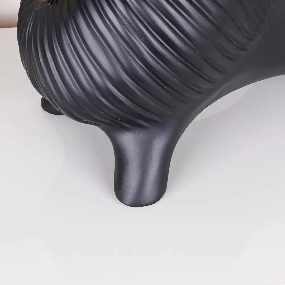 Luxe Golden Horned Polyresin Black Yak Figurine