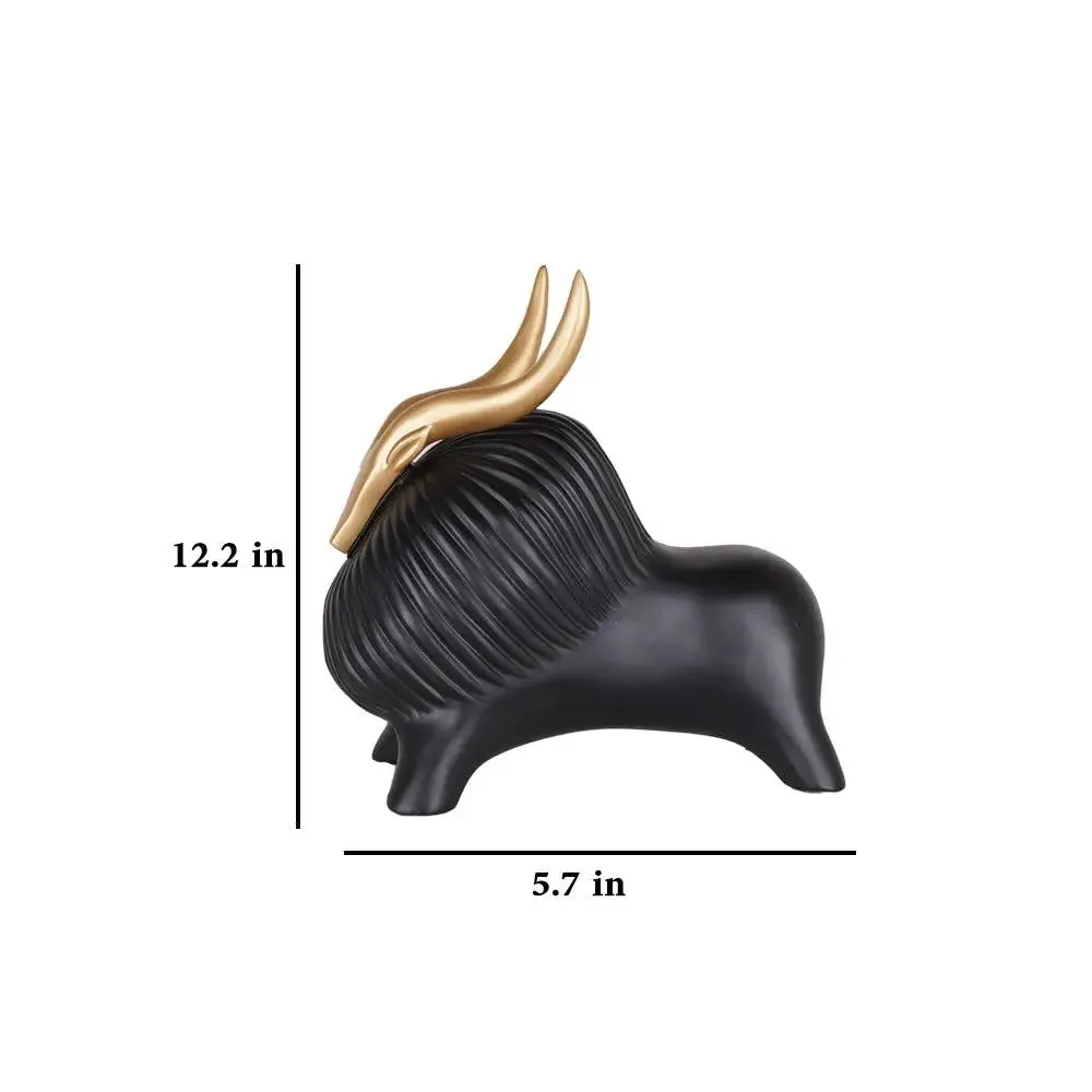 Luxe Golden Horned Polyresin Black Yak Figurine