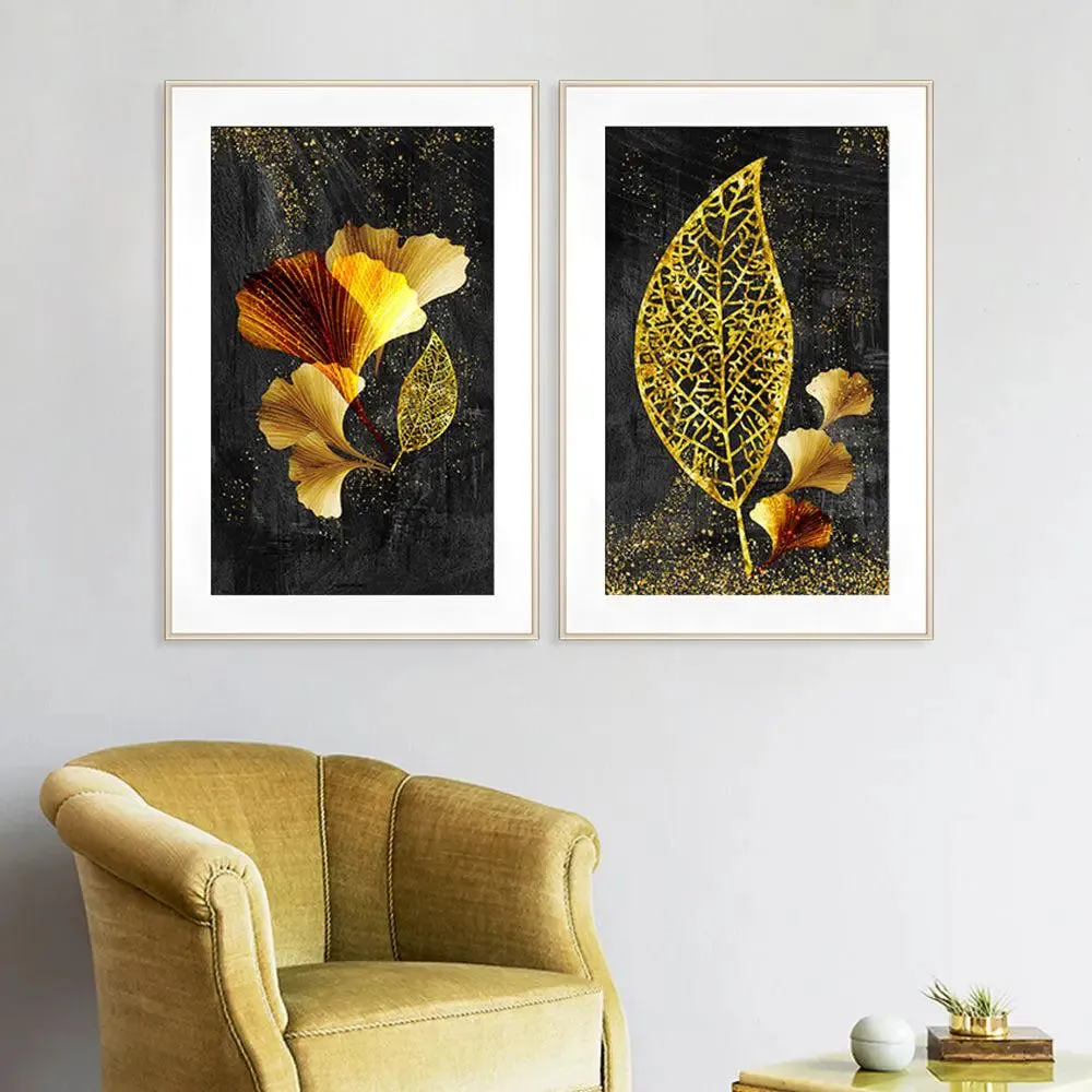 Luxe Golden Leaves Frame Set of 2- Large