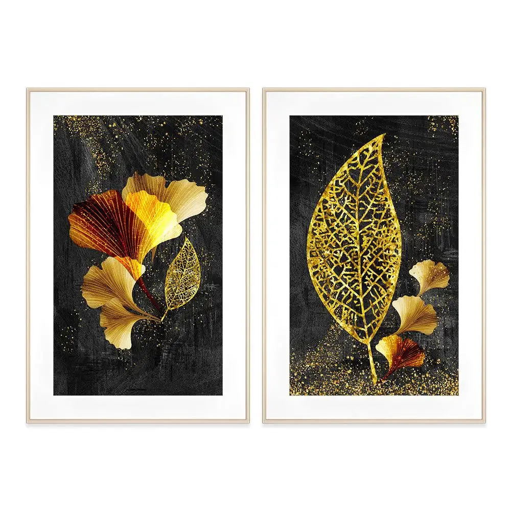 Luxe Golden Leaves Frame Set of 2- Large