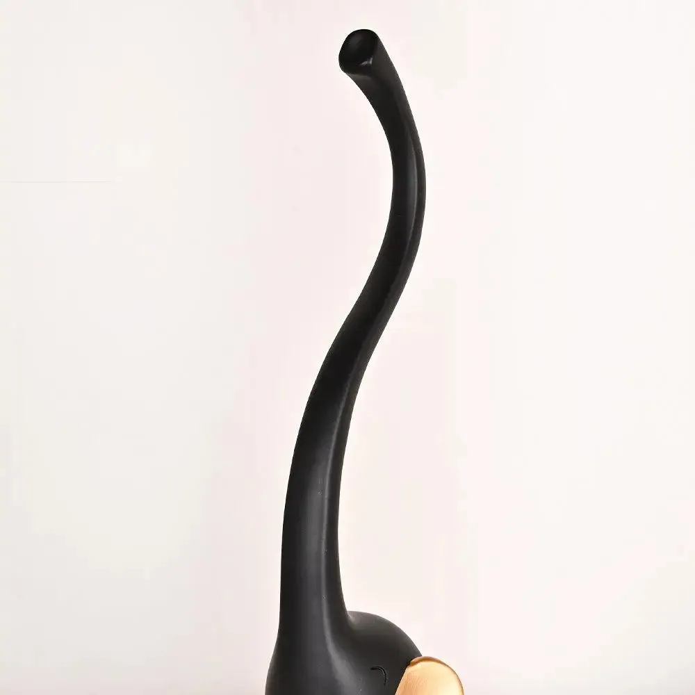 Luxe Long Trunk Black &amp; Gold Elephant Polyresin Figurine (Set of 3) Single Piece