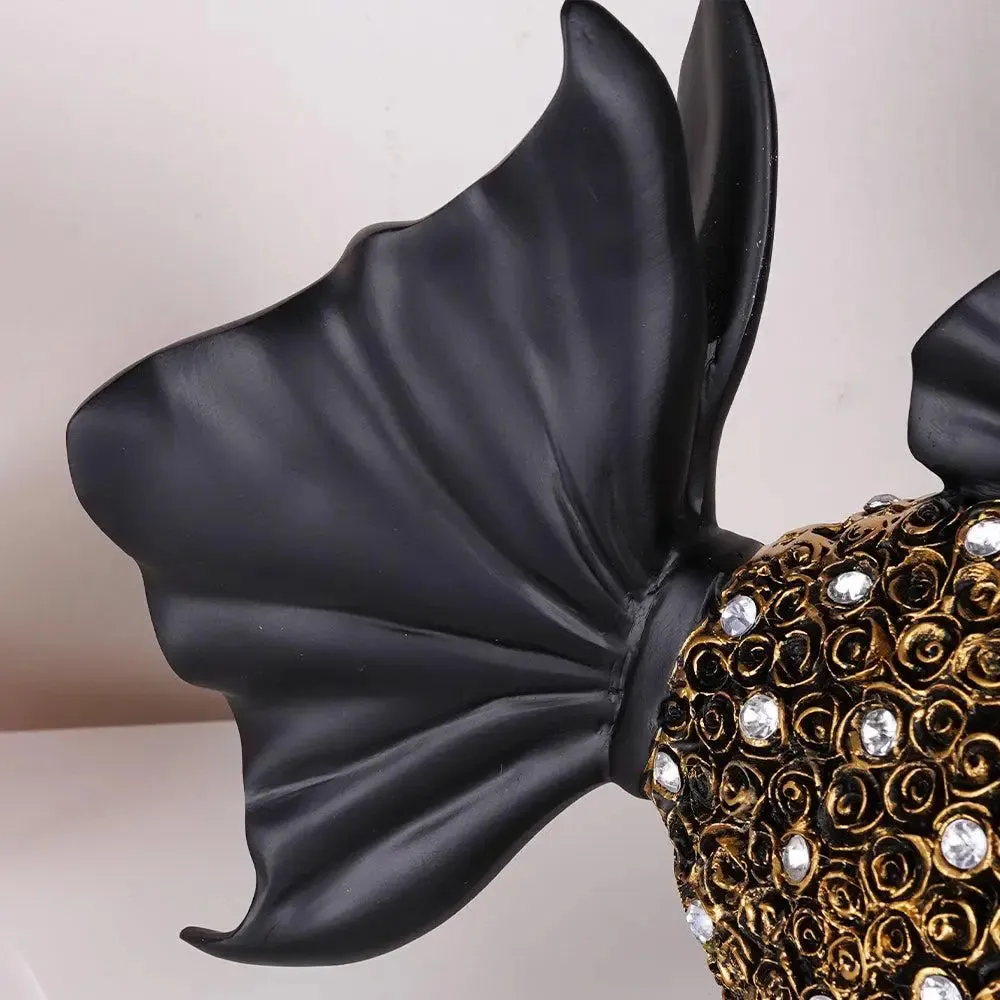 Luxe Polyresin Fish Figurine Table Decor With Golden Accents Single Piece