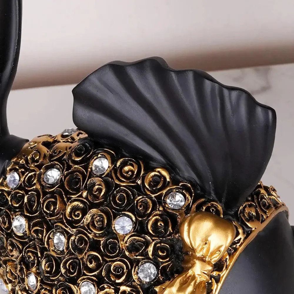 Luxe Polyresin Fish Figurine Table Decor With Golden Accents Single Piece