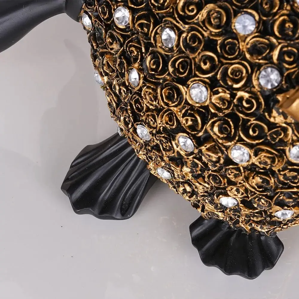 Luxe Polyresin Fish Figurine Table Decor With Golden Accents Single Piece