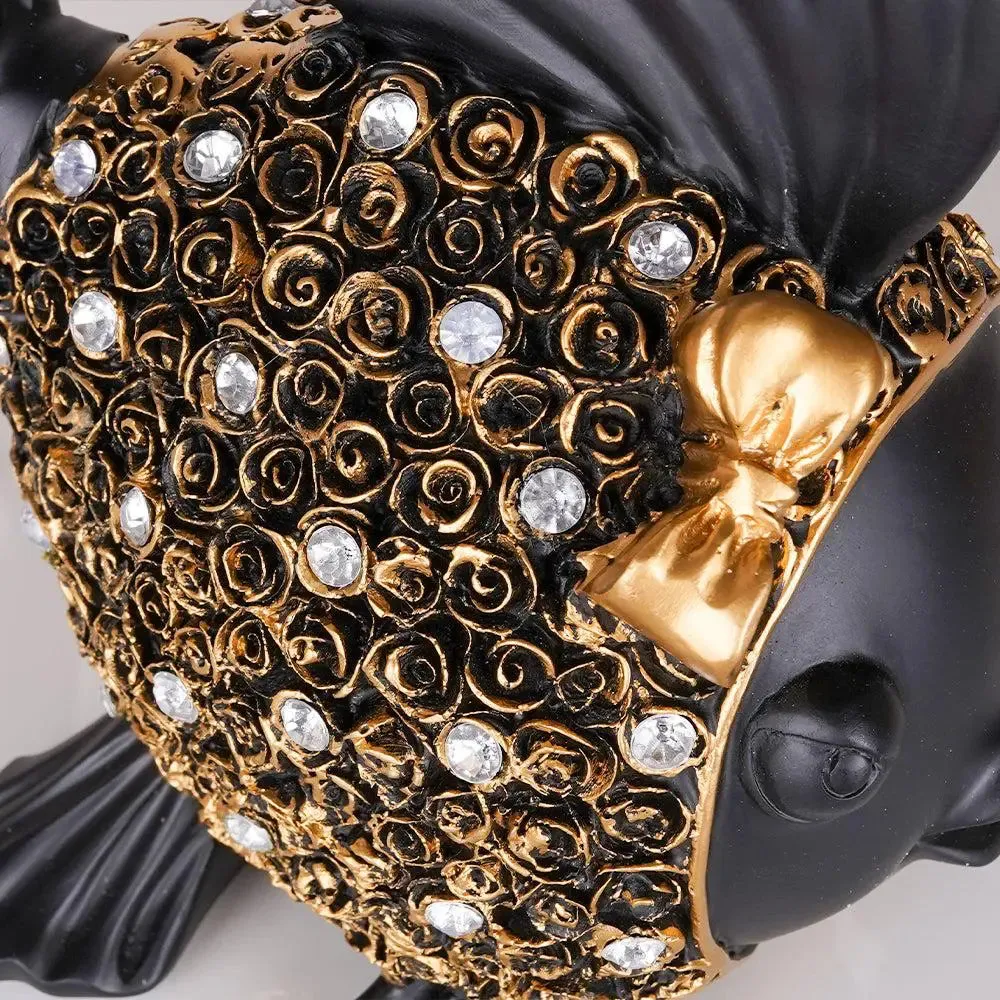 Luxe Polyresin Fish Figurine Table Decor With Golden Accents Single Piece