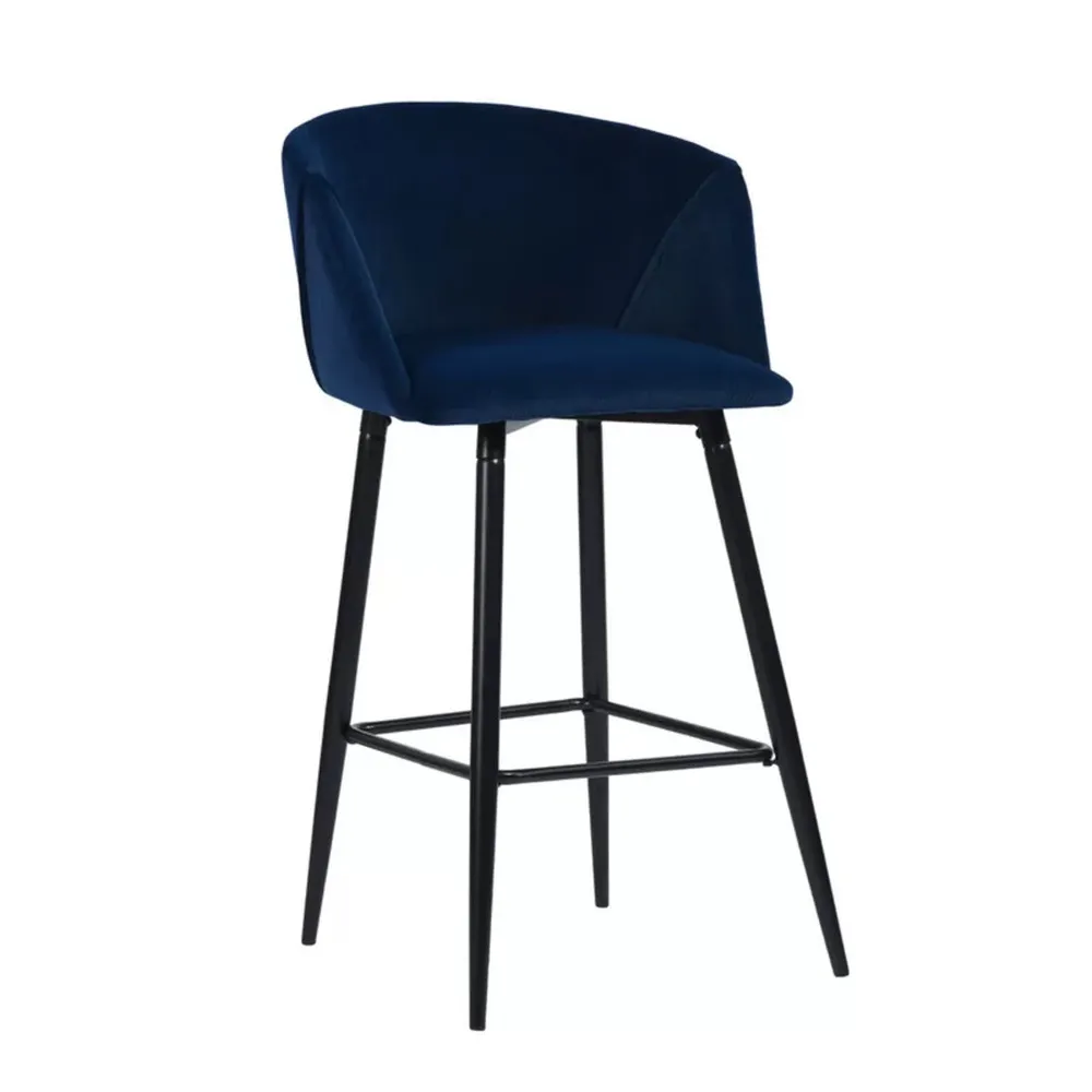 Luxurious Comfy Blue Velvet Counter Bar Chair / Long Chair Single Chair