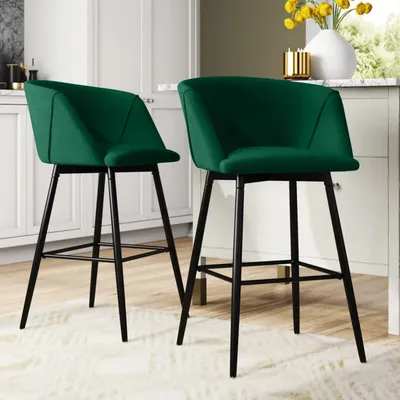 Luxurious Comfy Green Velvet Bar Chair / Long Chair