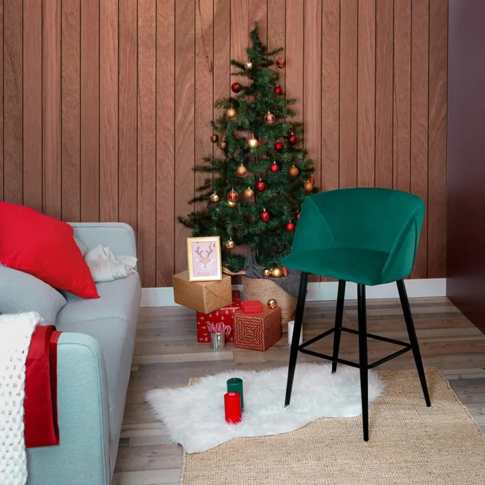 Luxurious Comfy Green Velvet Bar Chair / Long Chair Single Chair