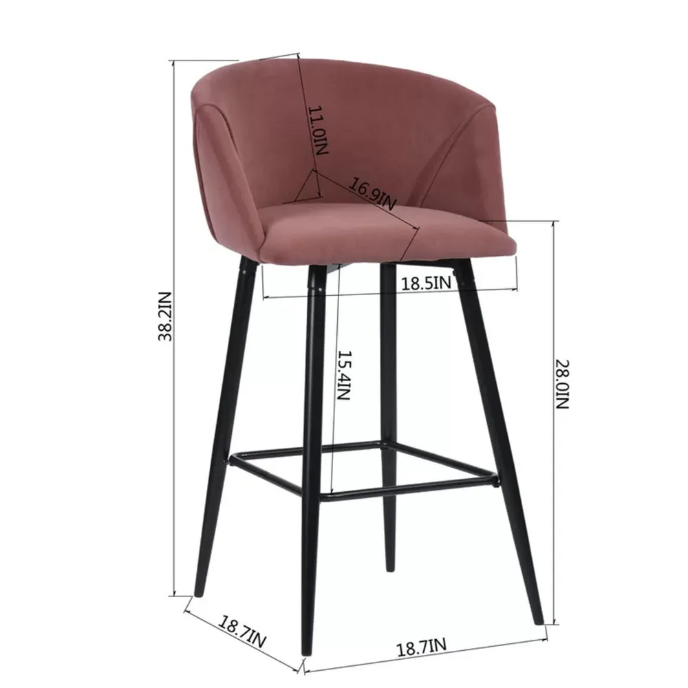Luxurious Comfy Pink Velvet Counter Bar Chair / Long Chair Single Chair