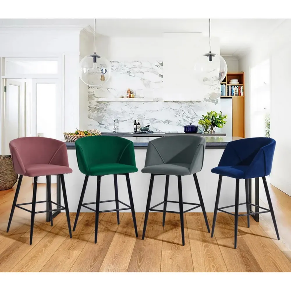 Luxurious Comfy Pink Velvet Counter Bar Chair / Long Chair Single Chair