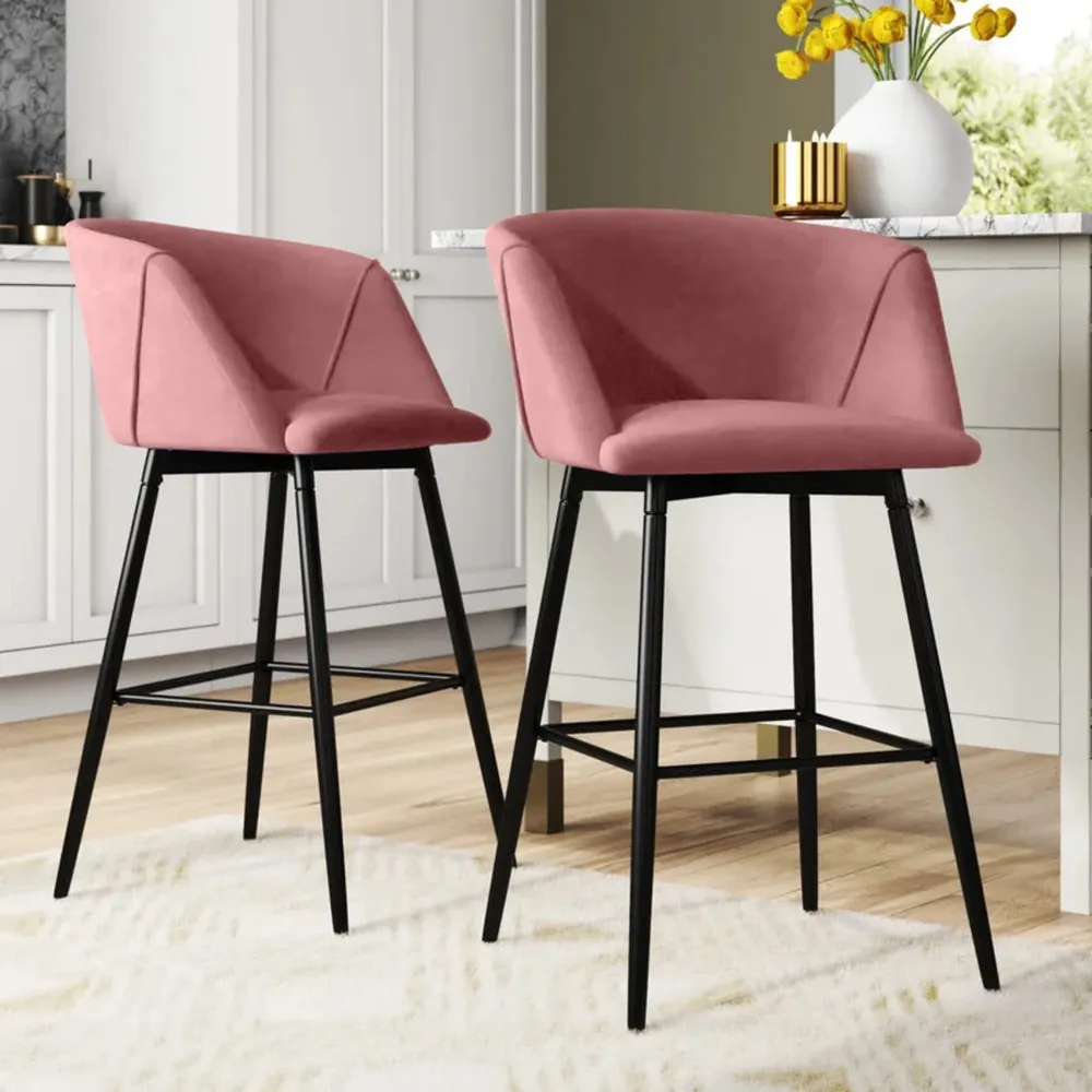 Luxurious Comfy Pink Velvet Counter Bar Chair / Long Chair Single Chair