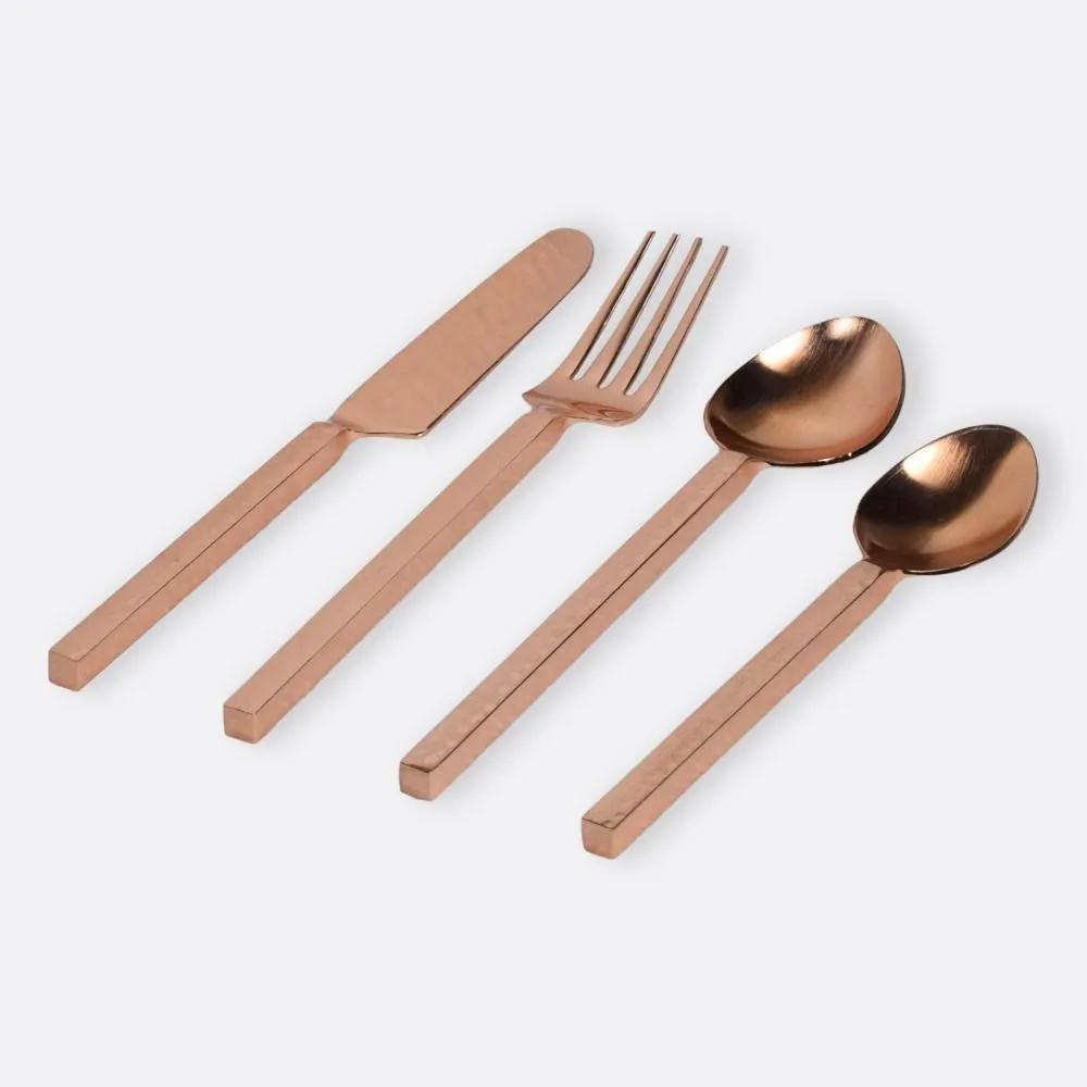 Luxurious Copper Gold Cutlery Set of 4
