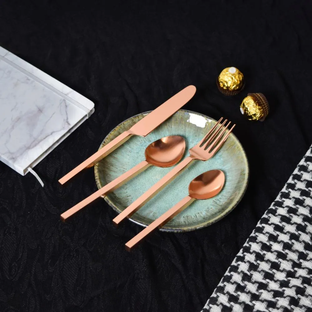 Luxurious Copper Gold Cutlery Set of 4