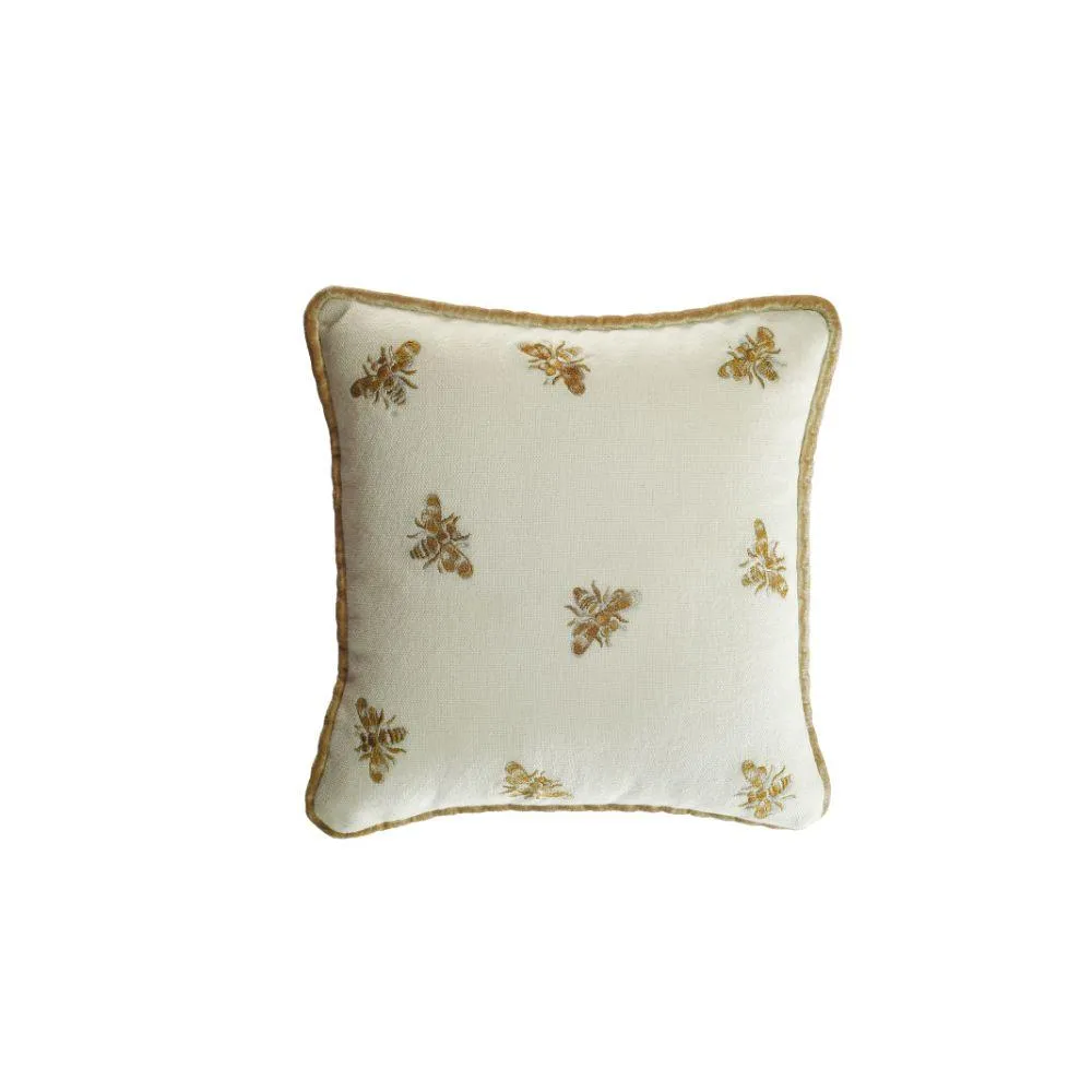 Luxurious Cotton cushion Pillow Cover with Beautiful Bee Embroidery