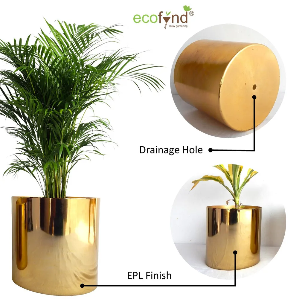 Luxurious Glossy Gold Metal Mini Desk Planter- Set of 2