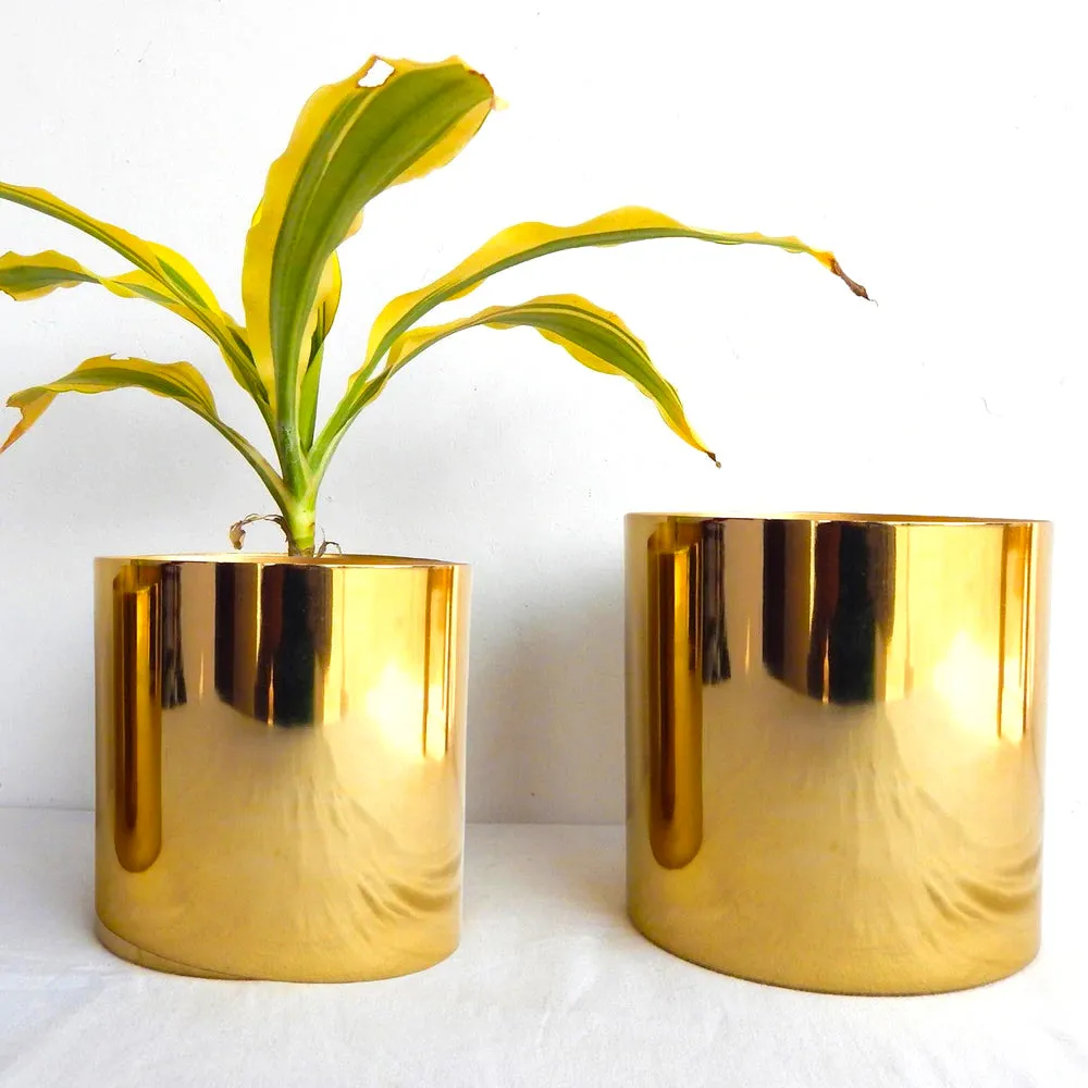 Luxurious Glossy Gold Metal Mini Desk Planter- Set of 2
