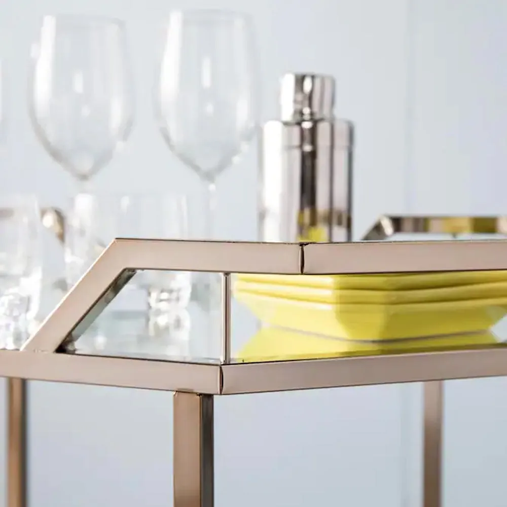 Luxurious Golden Metallic Bar Trolley