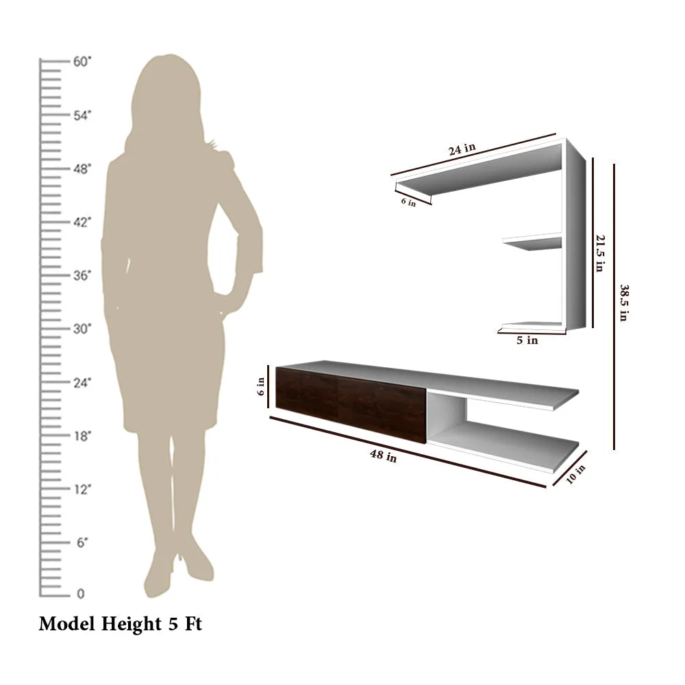 Luxurious Imbuia Walnut & White Wooden TV Unit