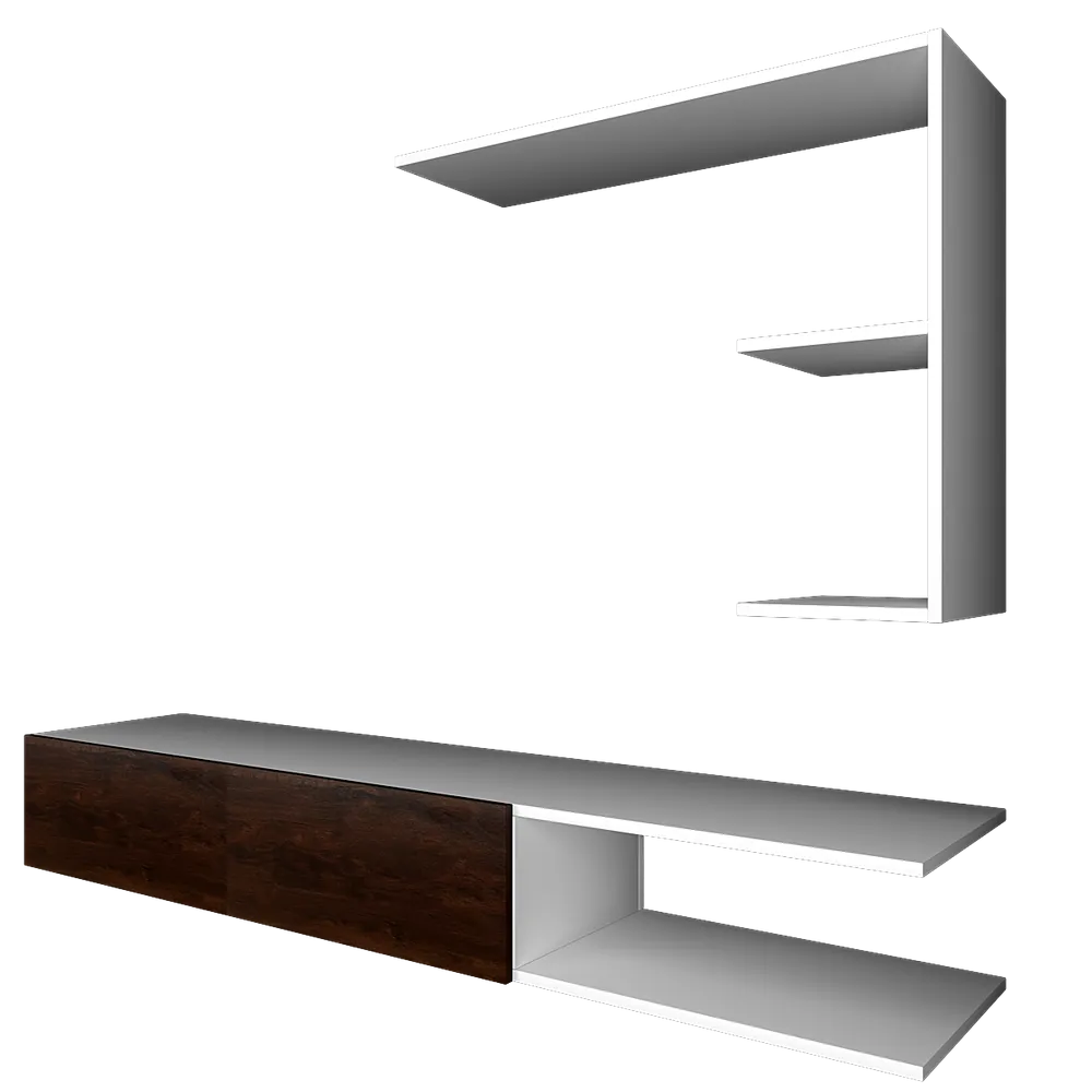 Luxurious Imbuia Walnut & White Wooden TV Unit