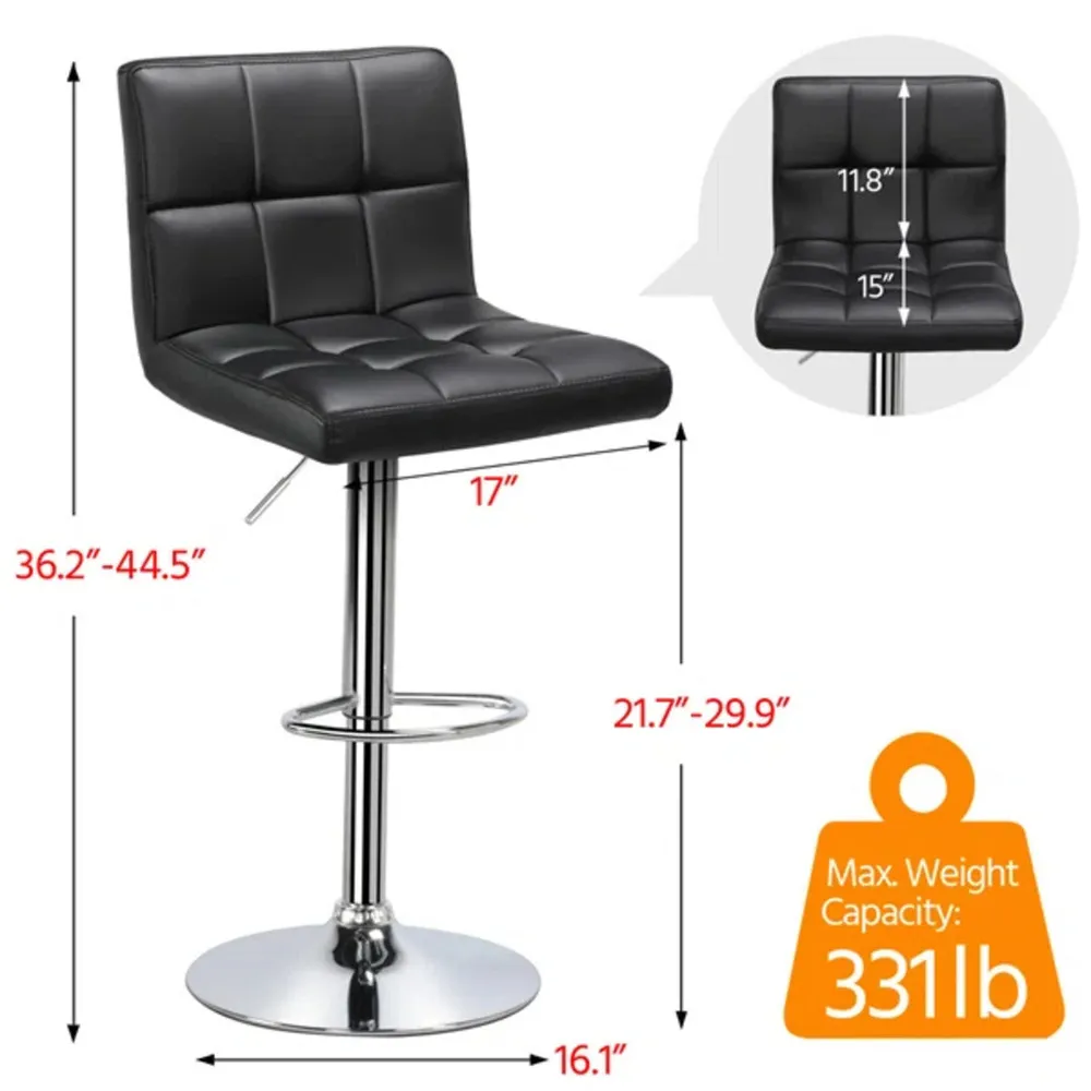 Luxurious Leatherette Black Bar Stool / Long Chair Single Chair