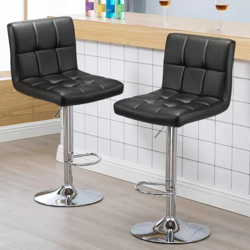 Luxurious Leatherette Black Bar Stool / Long Chair Single Chair