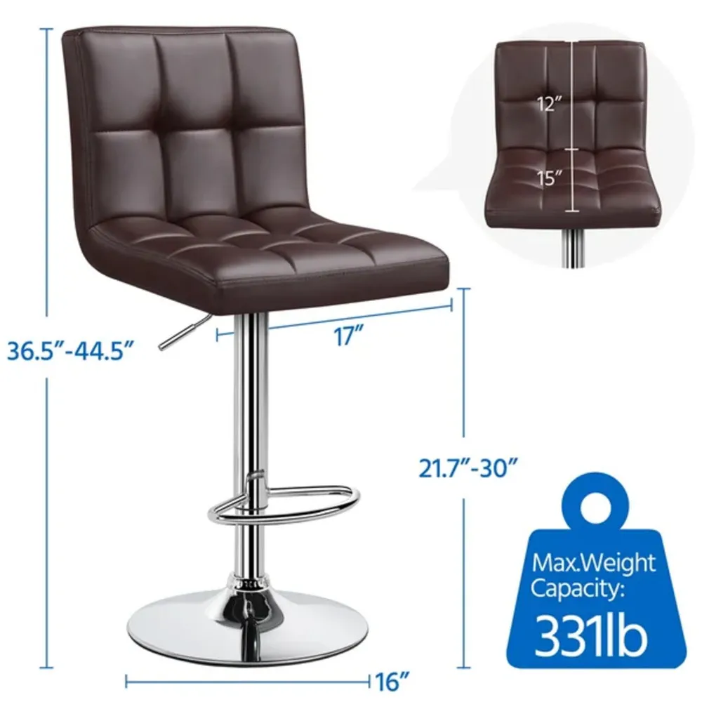 Luxurious Leatherette Brown Bar Stool / Long Chair Single Chair