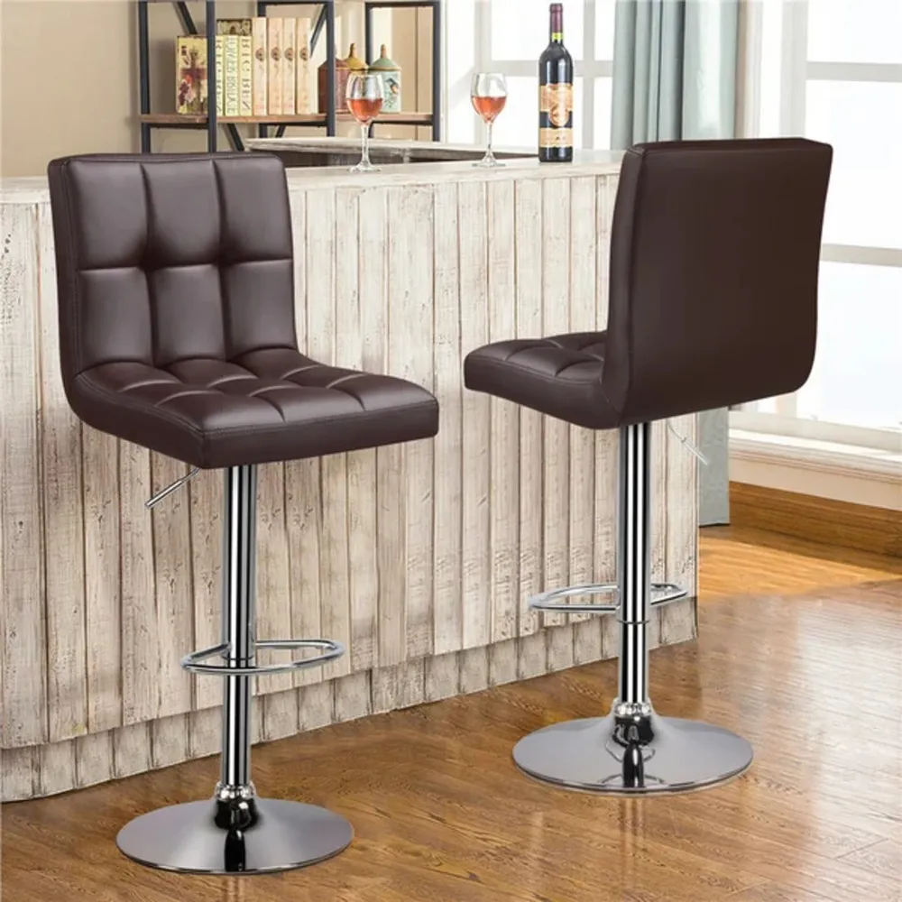 Luxurious Leatherette Brown Bar Stool / Long Chair Single Chair