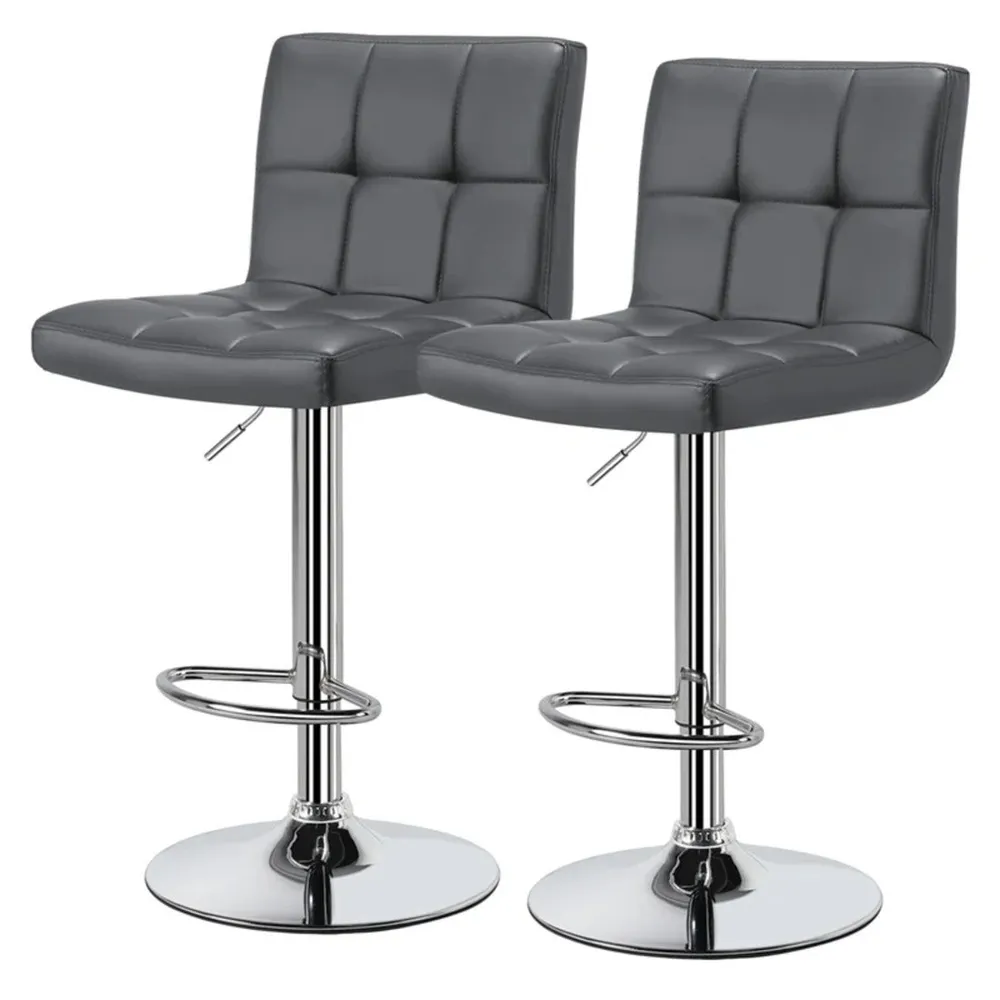 Luxurious Leatherette Grey Bar Stool / Long Chair Single Chair