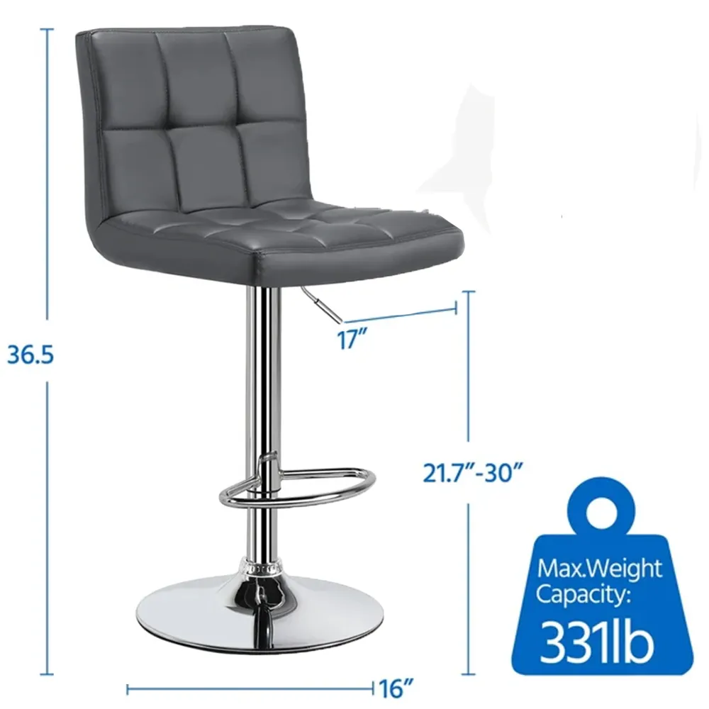 Luxurious Leatherette Grey Bar Stool / Long Chair Single Chair