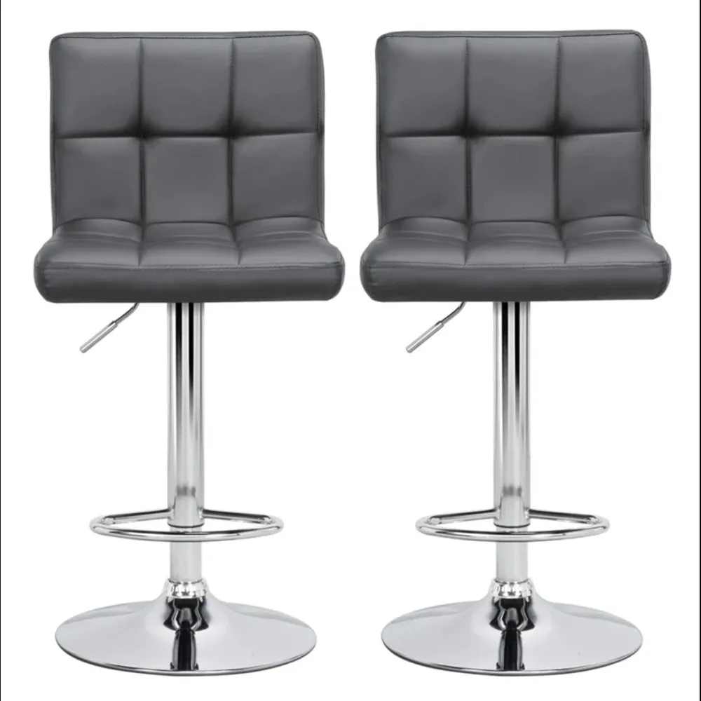 Luxurious Leatherette Grey Bar Stool / Long Chair Single Chair
