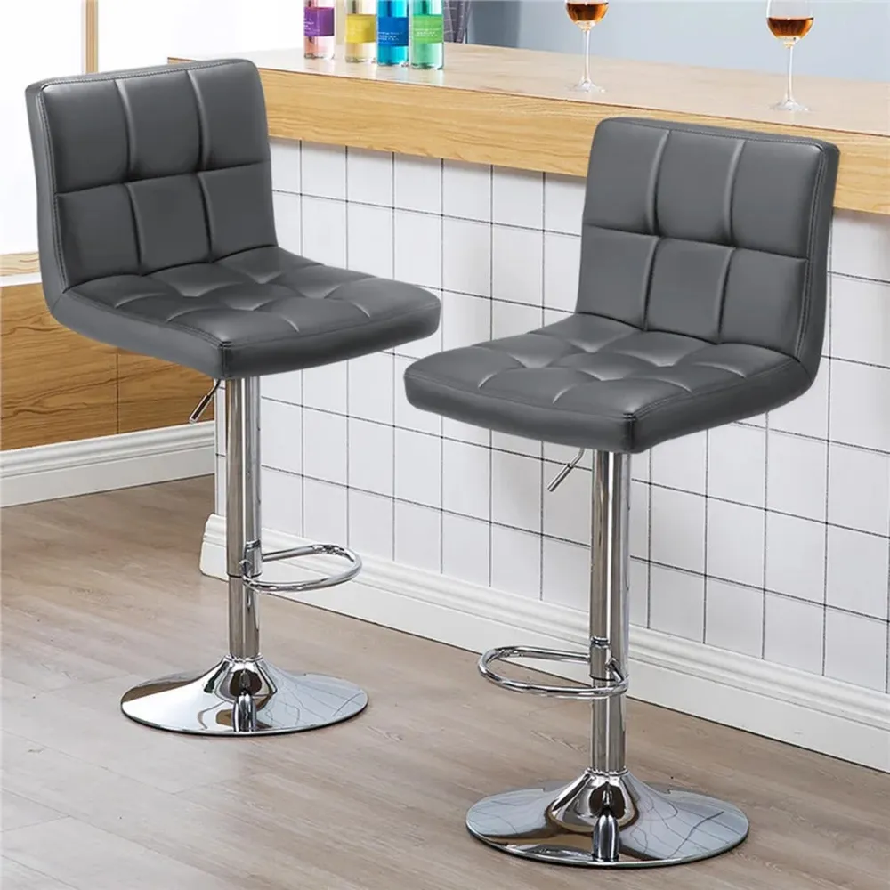 Luxurious Leatherette Grey Bar Stool / Long Chair Single Chair