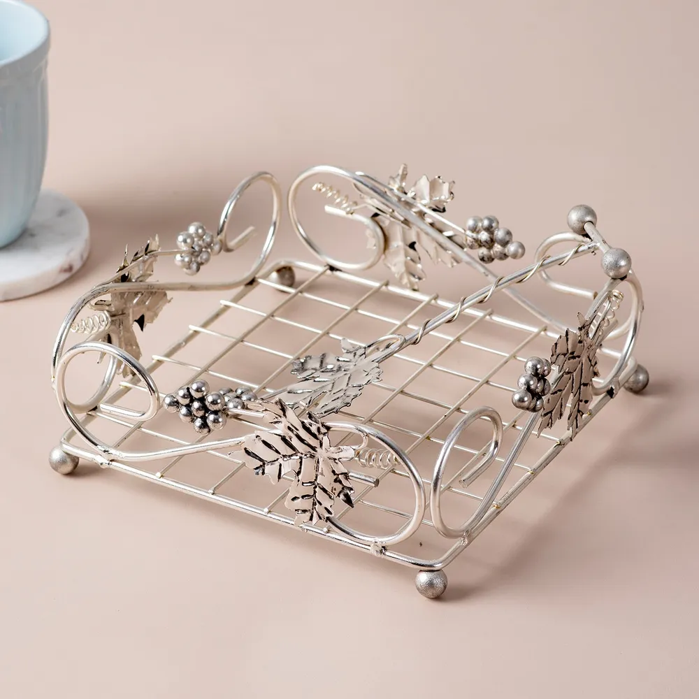 Luxurious Silver Colored Iron Decorative Napkin Holder