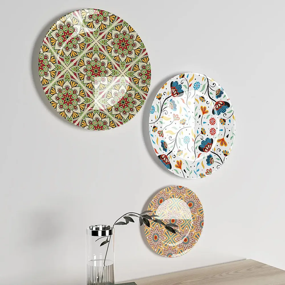 Luxury Ceramic Wall Plates With Floral Art, Wall Hanging.