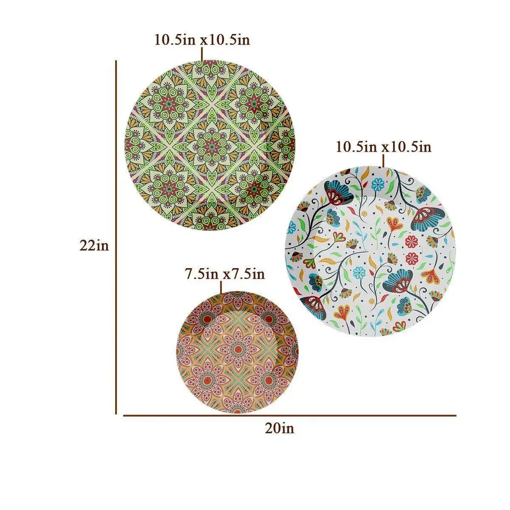 Luxury Ceramic Wall Plates With Floral Art, Wall Hanging.