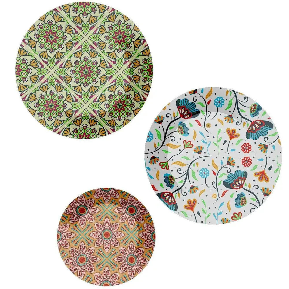 Luxury Ceramic Wall Plates With Floral Art, Wall Hanging.