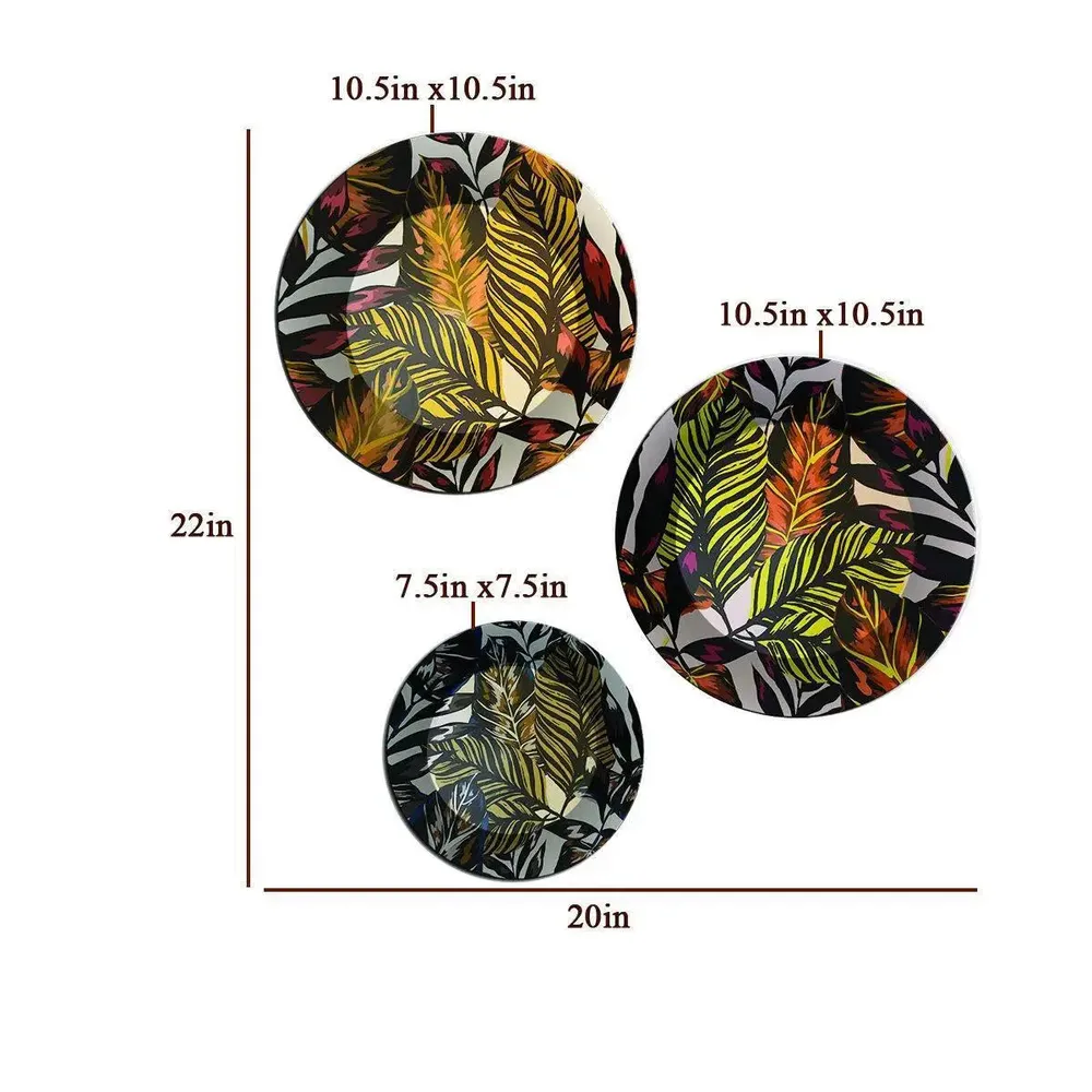 Luxury Ceramic Wall Plates With Leaves Art Pattern Design, Wall Hanging.