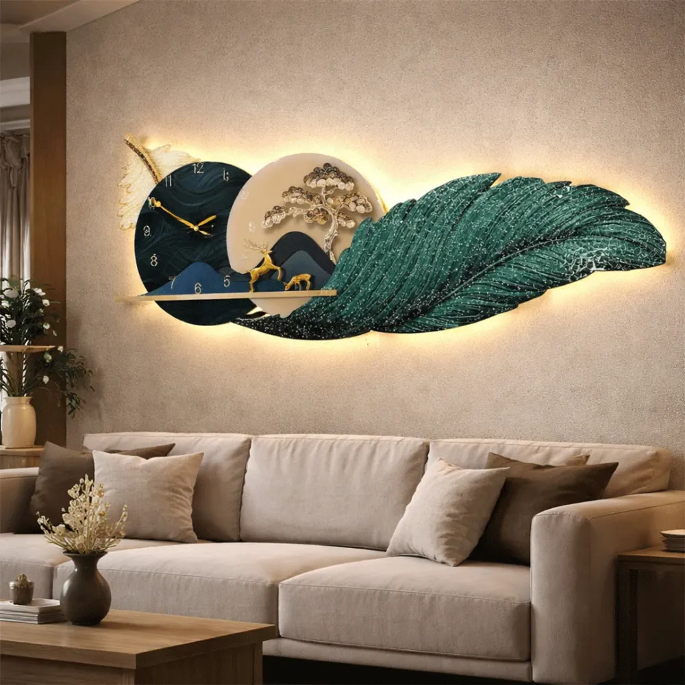 WallMantra Luxury Deer LED Crystal Wall Clock 