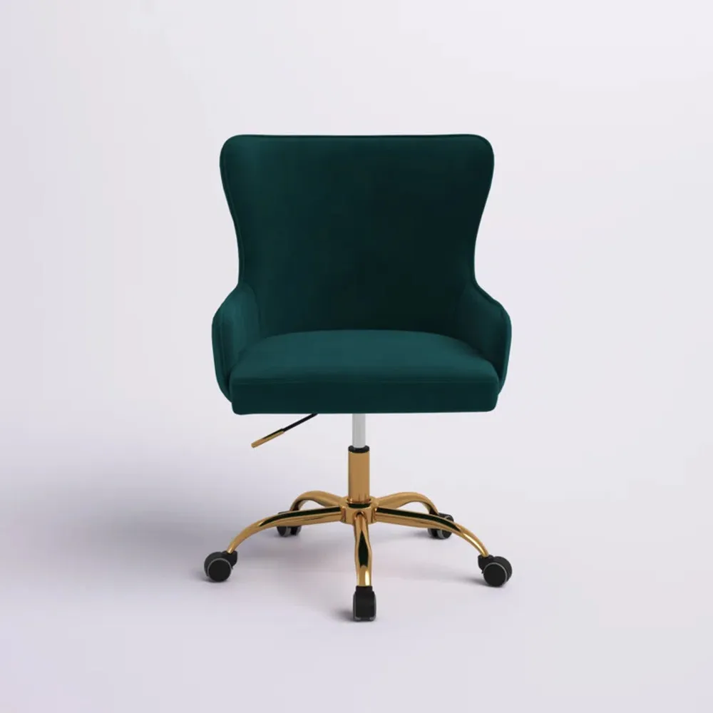 Luxury Emerald Velvet Armchair With Golden Base Single Piece