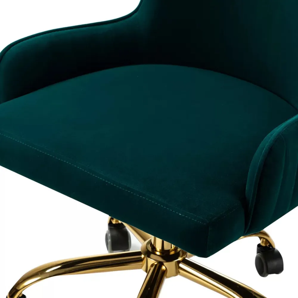 Luxury Emerald Velvet Armchair With Golden Base Single Piece