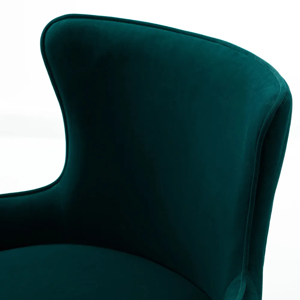 Luxury Emerald Velvet Armchair With Golden Base Single Piece