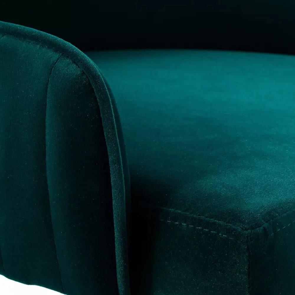 Luxury Emerald Velvet Armchair With Golden Base Single Piece